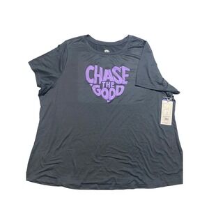 Fit Collective Women's 3X Chase The Good Graphic Activewear Tee Grey Purple NWT